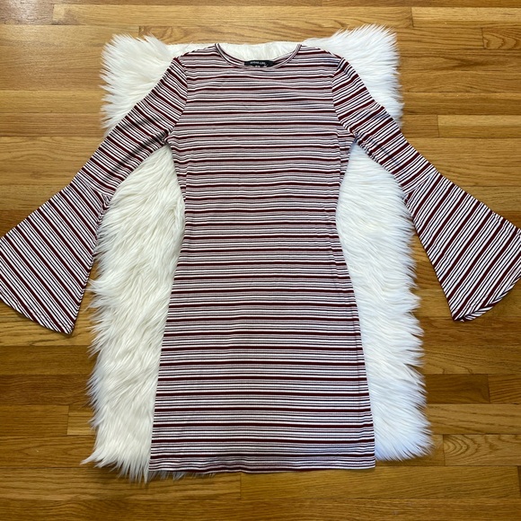Sugar Lips Bell Sleeve Stripe Mini Dress - Picture 1 of 7